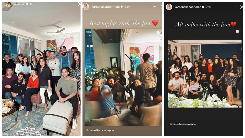 Aadar Jain and Kareena Kapoor shares party pictures via Instagram Stories.