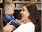 Kajal Aggarwal with her son Neil Kitchlu. Kajal Aggarwal with her son Neil Kitchlu.