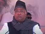 Congress chief Mallikarjun Kharge addressing a public meeting on Thursday in Punjab. 