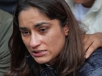 Vinesh Phogat reacts during a press conference regarding wrestlers' protest against the Wrestling Federation of India (PTI) Vinesh Phogat reacts during a press conference regarding wrestlers' protest against the Wrestling Federation of India (PTI)