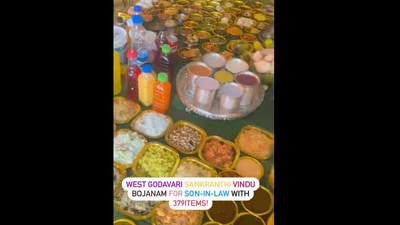 Andhra family makes 379 food items to celebrate Makar Sakranti with son-in-law. (Instagram/@kusuma_rao) Andhra family makes 379 food items to celebrate Makar Sakranti with son-in-law. (Instagram/@kusuma_rao)