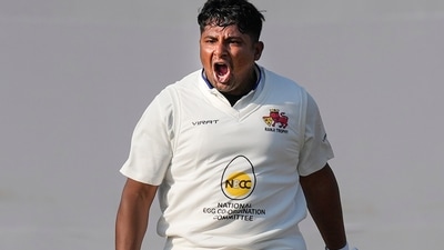 Sarfaraz Khan celebrates his century (PTI)