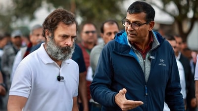 Congress leader Rahul Gandhi with former RBI governor Raghuram Rajan during the party's Bharat Jodo Yatra. (PTI File) Congress leader Rahul Gandhi with former RBI governor Raghuram Rajan during the party's Bharat Jodo Yatra. (PTI File)