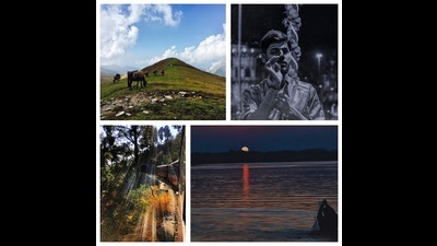 Some of Surbhi’s works on display at the exhibition (HT Photos)