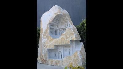 The 10th National Stone and Metal Scrap Sculpture Camp at the school premises. (HT File)