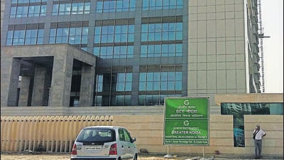 The petitioner, Mahesh Mitra, reached the Greater Noida authority’s sector Knowledge Park-4 office at 3pm in compliance to the state commission order seeking to get the plot allotment in his name (HT Archive) The petitioner, Mahesh Mitra, reached the Greater Noida authority’s sector Knowledge Park-4 office at 3pm in compliance to the state commission order seeking to get the plot allotment in his name (HT Archive)