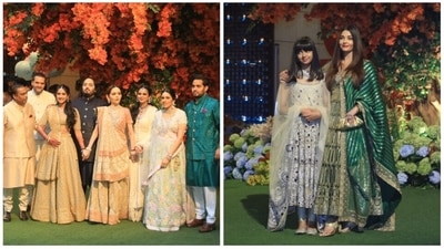 Anant Ambani-Radhika Merchant engagement: Aishwarya Rai arrived with Aaradhya. Anant Ambani-Radhika Merchant engagement: Aishwarya Rai arrived with Aaradhya.