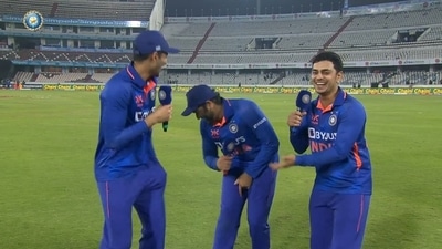Shubman Gill, Rohit Sharma and Ishan Kishan enjoy a light moment (BCCI/screengrab) Shubman Gill, Rohit Sharma and Ishan Kishan enjoy a light moment (BCCI/screengrab)