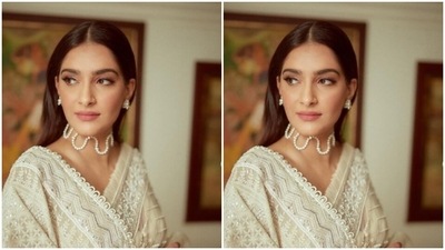 Sonam played muse to fashion designer Abu Jani Sandeep Khosla and picked the stunning six yards of grace for the recent fashion photoshoot.&nbsp; (Instagram/@sonamkapoor)