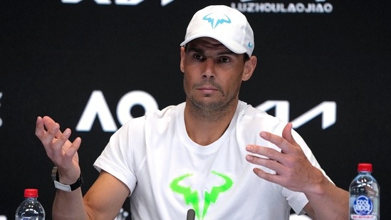 Rafael Nadal of Spain gestures during a press conference following his second round loss to Mackenzie McDonald of the U.S. at the Australian Open tennis championship in Melbourne, Australia, Wednesday, Jan. 18, 2023. (AP/PTI)(AP01_18_2023_000115A)(AP) Rafael Nadal of Spain gestures during a press conference following his second round loss to Mackenzie McDonald of the U.S. at the Australian Open tennis championship in Melbourne, Australia, Wednesday, Jan. 18, 2023. (AP/PTI)(AP01_18_2023_000115A)(AP)