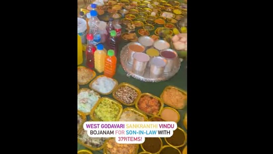 Andhra family makes 379 food items to celebrate Makar Sakranti with son-in-law.(Instagram/@kusuma_rao)