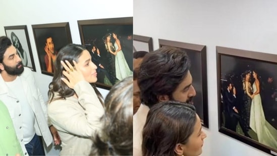 Ranbir Kapoor and Alia Bhatt saw their old photo with Katrina Kaif at an event in Mumbai on Wednesday. 
