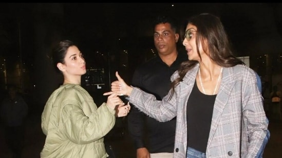 Tamannaah and Shilpa Shetty were spotted together at the Mumbai Airport.