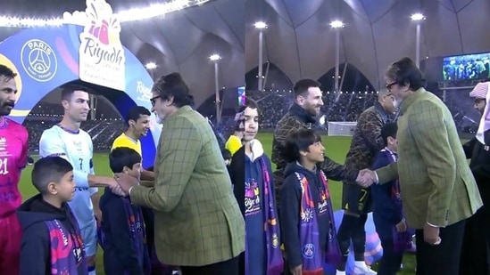 Amitabh Bachchan met Cristiano Ronaldo and Lionel Messi, among other stars, before the start of the match