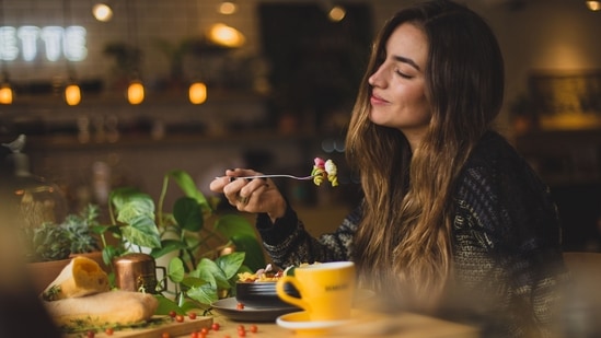 Mindful eating: Try to be more aware of your eating habits. Pay attention to your body's hunger cues, and stop eating when you're full. Avoid eating when you're not actually hungry. Eating mindfully will help you to be more in tune with your body's needs.(Unsplash)