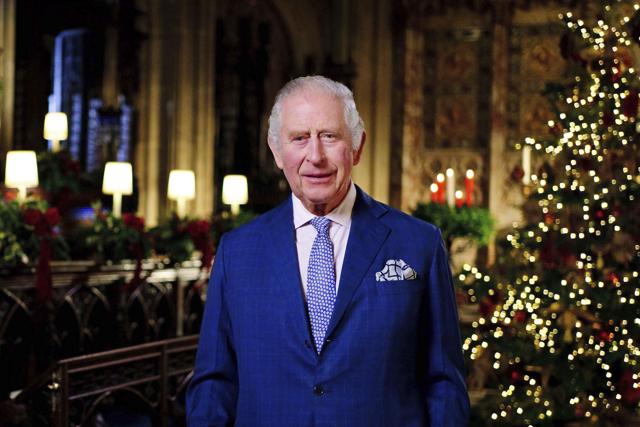 Britain's King Charles III delivers his message during the recording of his first Christmas broadcast in the Quire of St George's Chapel at Windsor Castle, Berkshire, England, Tuesday, Dec. 13, 2022. (Victoria Jones/Pool Photo via AP) Britain's King Charles III delivers his message during the recording of his first Christmas broadcast in the Quire of St George's Chapel at Windsor Castle, Berkshire, England, Tuesday, Dec. 13, 2022. (Victoria Jones/Pool Photo via AP)