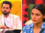 A still from the promo of Bigg Boss 16 featuring Priyanka Choudhary and astrologer Saurish Sharma.