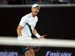 Britain's Andy Murray reacts during his second round match against Australia's Thanasi Kokkinakis 
