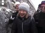 Davos 2023: Greta Thunberg is at Davos to lead a climate march on the last day of talks at the World Economic Forum.(twitter) Davos 2023: Greta Thunberg is at Davos to lead a climate march on the last day of talks at the World Economic Forum.(twitter)