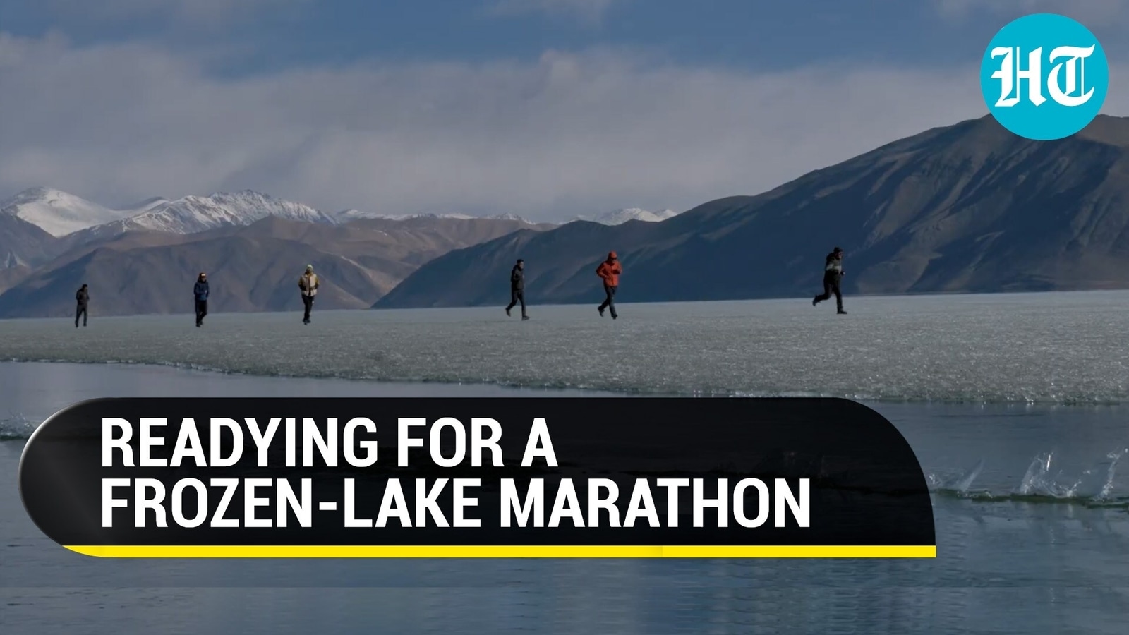 Readying for a frozenlake marathon at Pangong Tso Hindustan Times