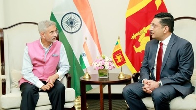 Union foreign affairs minister meets with his Sri Lankan counterpart Ali Sabry during his two-day visit to the country. (Twitter) Union foreign affairs minister meets with his Sri Lankan counterpart Ali Sabry during his two-day visit to the country. (Twitter)