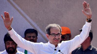 Mumbai, Dec 17 (ANI): Shiv Sena (Uddhav Balasaheb Thackeray) chief Uddhav Thackeray addresses during the protest march by Maharashtra Vikas Aghadi (MVA) against the Maharashtra Government and State Governor Bhagat Singh Koshyari's remarks on Chhatrapati Shivaji Maharaj, in Mumbai on Saturday. (ANI Photo) (Deepak Salvi) Mumbai, Dec 17 (ANI): Shiv Sena (Uddhav Balasaheb Thackeray) chief Uddhav Thackeray addresses during the protest march by Maharashtra Vikas Aghadi (MVA) against the Maharashtra Government and State Governor Bhagat Singh Koshyari's remarks on Chhatrapati Shivaji Maharaj, in Mumbai on Saturday. (ANI Photo) (Deepak Salvi)