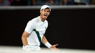 Britain's Andy Murray reacts during his second round match against Australia's Thanasi Kokkinakis (REUTERS)