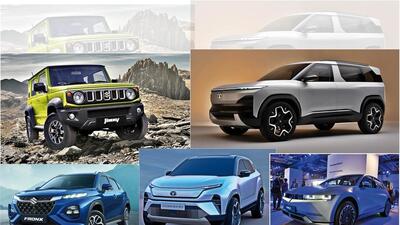The Maruti Jimny, Tata Sierra concept, Maruti Suzuki Fronx, Harrier EV, and Hyundai Ioniq 5 The Maruti Jimny, Tata Sierra concept, Maruti Suzuki Fronx, Harrier EV, and Hyundai Ioniq 5