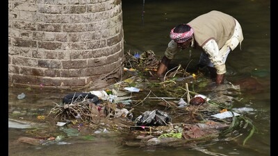 The municipal corporation (MC) officials, deputy commissioner (DC)-cum-chairperson of District Environment Committee Surabhi Malik inspected the ongoing work to clean Sidhwan Canal, at Dugri canal bridge on Friday. (HT File Photo) The municipal corporation (MC) officials, deputy commissioner (DC)-cum-chairperson of District Environment Committee Surabhi Malik inspected the ongoing work to clean Sidhwan Canal, at Dugri canal bridge on Friday. (HT File Photo)