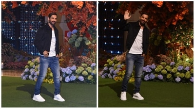 John Abraham spotted by the paparazzi outside the venue for Ambani party. John Abraham spotted by the paparazzi outside the venue for Ambani party.