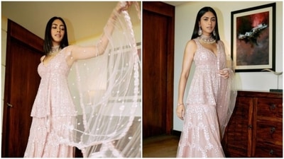Mrunal Thakur, in a pastel pink ethnic ensemble, announces ‘something special’ (Instagram/@mrunalthakur) Mrunal Thakur, in a pastel pink ethnic ensemble, announces ‘something special’ (Instagram/@mrunalthakur)