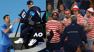 Novak Djokovic complained to the chair umpire Fergus Murphy about the deliberate provocation being directed towards him. in the match (Reuters) Novak Djokovic complained to the chair umpire Fergus Murphy about the deliberate provocation being directed towards him. in the match (Reuters)