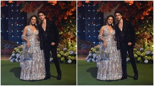Gauri and Aryan posed together. (HT Photos/Varinder Chawla) Gauri and Aryan posed together. (HT Photos/Varinder Chawla)