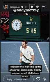 Screengrab of Novak Djokovic's post on Andy Murray (Instagram) Screengrab of Novak Djokovic's post on Andy Murray (Instagram)