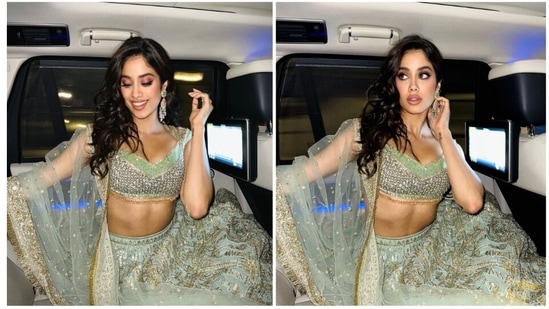 Steal Janhvi Kapoor's glam look in a teal Arpita Mehta lehenga for your  sangeet - WeddingSutra