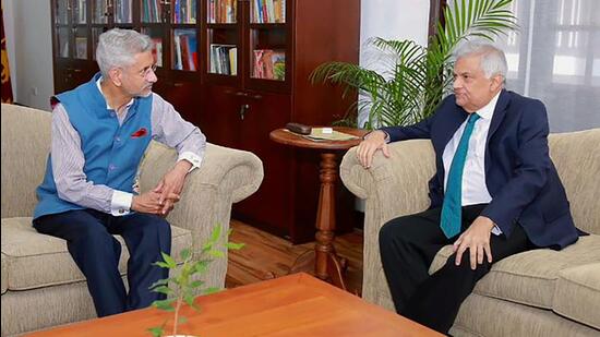 External affairs minister S. Jaishankar met Sri Lankan President Ranil Wickremesinghe in Colombo on Friday. (Twitter/DrSJaishankar)