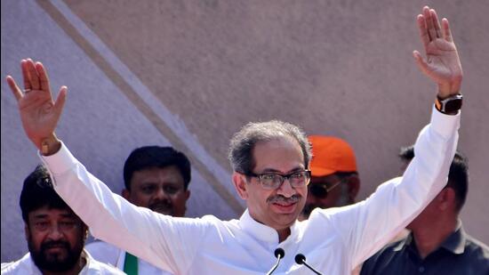 Mumbai, Dec 17 (ANI): Shiv Sena (Uddhav Balasaheb Thackeray) chief Uddhav Thackeray addresses during the protest march by Maharashtra Vikas Aghadi (MVA) against the Maharashtra Government and State Governor Bhagat Singh Koshyari's remarks on Chhatrapati Shivaji Maharaj, in Mumbai on Saturday. (ANI Photo) (Deepak Salvi) Mumbai, Dec 17 (ANI): Shiv Sena (Uddhav Balasaheb Thackeray) chief Uddhav Thackeray addresses during the protest march by Maharashtra Vikas Aghadi (MVA) against the Maharashtra Government and State Governor Bhagat Singh Koshyari's remarks on Chhatrapati Shivaji Maharaj, in Mumbai on Saturday. (ANI Photo) (Deepak Salvi)