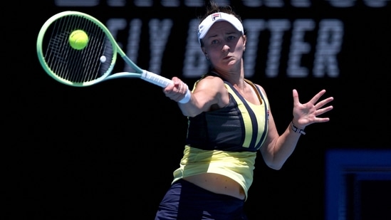  Czech Republic's Barbora Krejcikova in action during her third round match against Ukraine's Anhelina Kalinina (REUTERS)