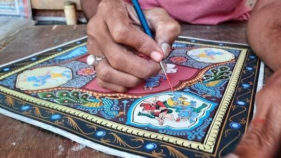 One of the oldest and most popular art forms of Odisha, the name 'Pattachitra' has evolved from the Sanskrit words 'patta' (canvas) and 'chitra' (picture).(ANI photo)