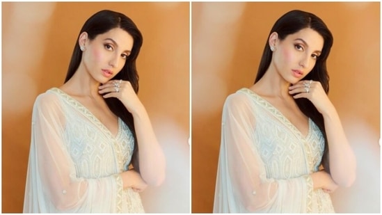 Assisted by makeup artist Marianna Mukuchyan, Nora looked stunning in nude eyeshadow, black eyeliner, mascara-laden eyelashes, drawn eyebrows, contoured cheeks and a shade of nude lipstick.&nbsp;(Instagram/@norafatehi)
