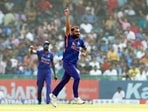 Shami celebrates the dismissal of New Zealand's Finn Allen during the 2nd ODI(BCCI Twitter) Shami celebrates the dismissal of New Zealand's Finn Allen during the 2nd ODI(BCCI Twitter)