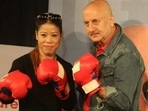 Mary Kom and Anupam Kher at the launch of Shiv Shastri Balboa poster. Mary Kom and Anupam Kher at the launch of Shiv Shastri Balboa poster.