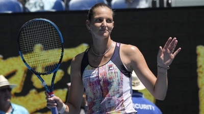 Karolina Pliskova of the Czech Republic reacts after defeating Varvara Gracheva of Russia in their third round match at the Australian Open tennis championship in Melbourne, Australia, Saturday, Jan. 21, 2023. (AP) Karolina Pliskova of the Czech Republic reacts after defeating Varvara Gracheva of Russia in their third round match at the Australian Open tennis championship in Melbourne, Australia, Saturday, Jan. 21, 2023. (AP)
