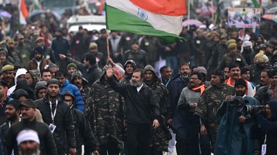 IN LAST LEG: Congress leader Rahul Gandhi during Bharat Jodo Yatra in Kathua. (Waseem Andrabi/HT) IN LAST LEG: Congress leader Rahul Gandhi during Bharat Jodo Yatra in Kathua. (Waseem Andrabi/HT)