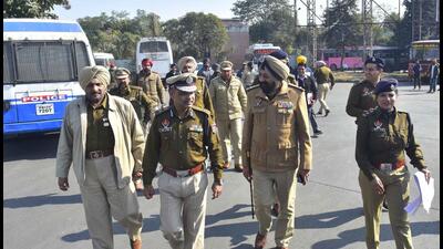 Ludhiana police, led by additional director general of police Ram Singh, on Saturday conducted checks at various places in the city, including the railway station and bus stand, to review security ahead of the Republic Day next week. (GURPREET SINGH/HT) Ludhiana police, led by additional director general of police Ram Singh, on Saturday conducted checks at various places in the city, including the railway station and bus stand, to review security ahead of the Republic Day next week. (GURPREET SINGH/HT)