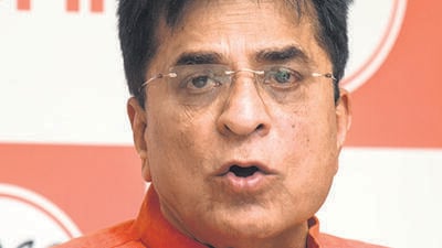 Mumbai, India - October 30, 2022: BJP leader Kirit somaiya during press conference as he demands enquiry on Ex Mumbai mayor Kishori Pednekar in SRA Scam at Mulund in Mumbai, India, on Sunday, October 30, 2022. (Photo by Pratik Chorge/Hindustan Times) (Pratik Chorge/HT PHOTO)