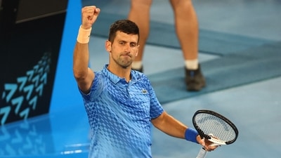 Novak Djokovic celebrates winning his third round match against Grigor Dimitrov. (REUTERS)