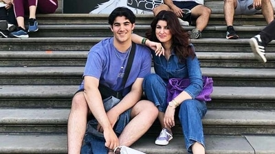 Twinkle Khanna with her and Akshay Kumar's son Aarav.