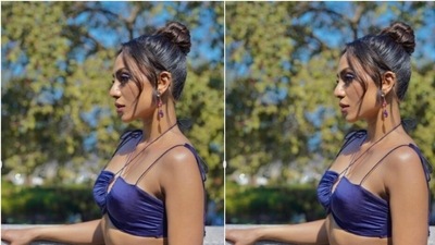 Sobhita decked up in grey eyeshadow, black eyeliner, black kohl, mascara-laden eyelashes, drawn eyebrows, contoured cheeks and a shade of nude lipstick. (Instagram/@sobhitad) Sobhita decked up in grey eyeshadow, black eyeliner, black kohl, mascara-laden eyelashes, drawn eyebrows, contoured cheeks and a shade of nude lipstick. (Instagram/@sobhitad)