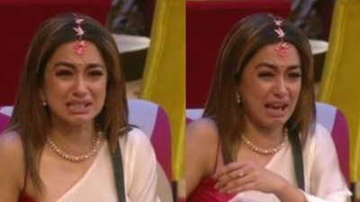 Tina Datta wept bitterly on Bigg Boss 16. Tina Datta wept bitterly on Bigg Boss 16.